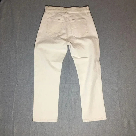 Womens Loft Jeans Size 2 High Waist Straight Crop White Minimalist Classic Basic - Picture 3 of 3